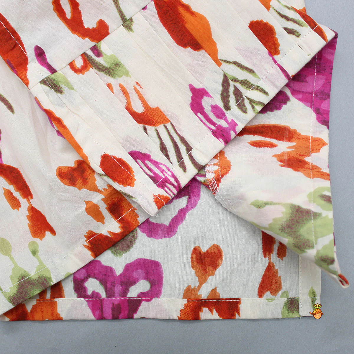 Multicolour Pleated Hem Kurta And Pyjama - Image 8