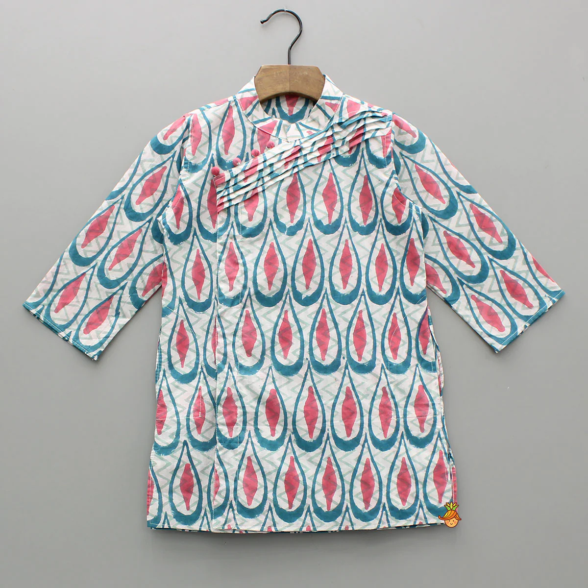 Multicolour Printed Asymmetric Flap Detailed Kurta With Pyjama - Image 3