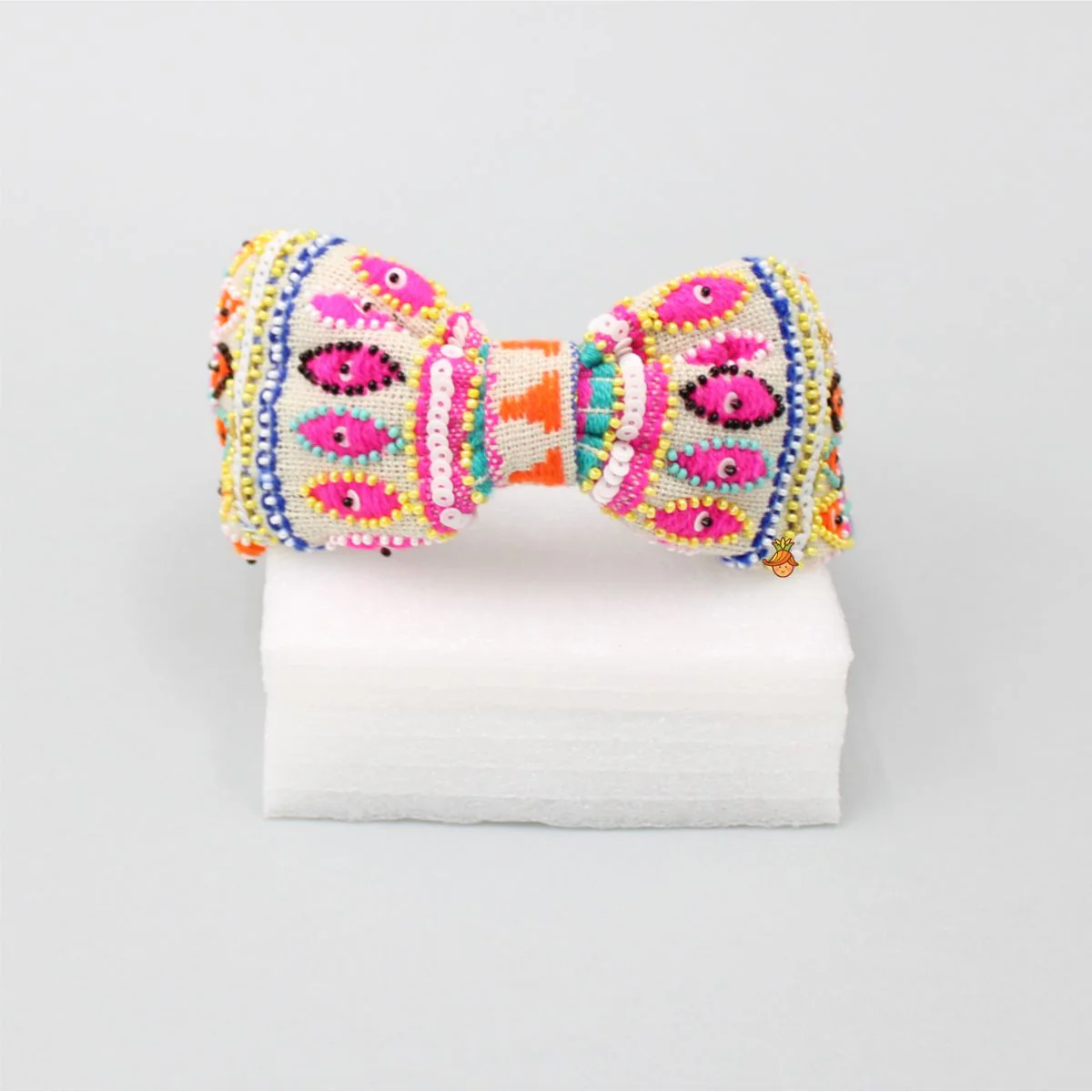 Multicolour Thread And Beads Embroidered Hair Band - Image 2