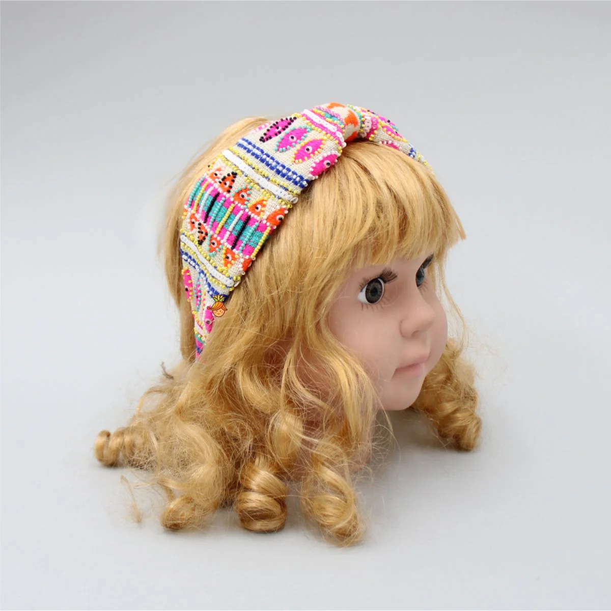Multicolour Thread And Beads Embroidered Hair Band - Image 4