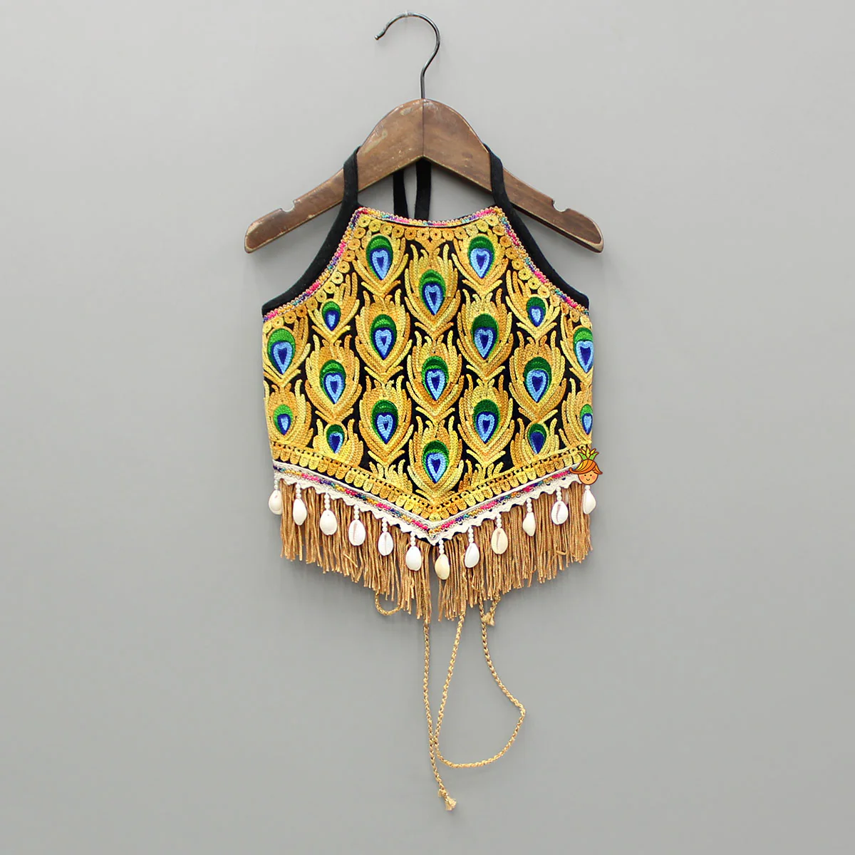 Multicolour Thread Embroidered Halter Neck Top And Lehenga - Image 3