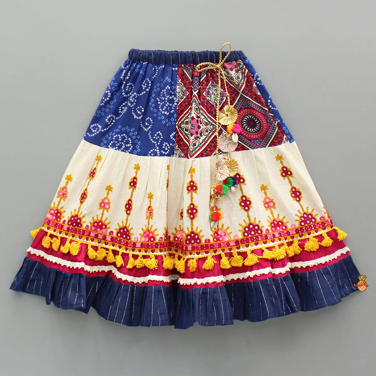 Multicolour Thread Embroidered Halter Neck Top And Lehenga - Image 4