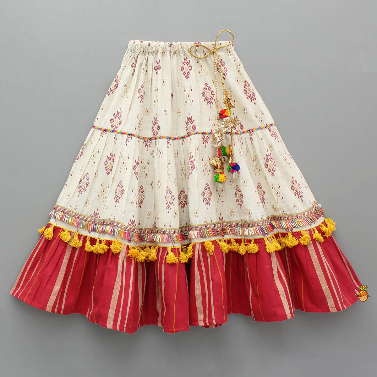 Multicolour Thread Embroidered Halter Neck Top And Lehenga - Image 4