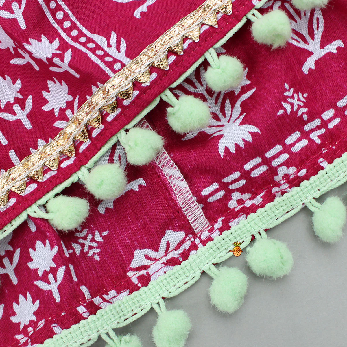 Multicolour Thread Embroidered Top And Printed Lehenga - Image 6