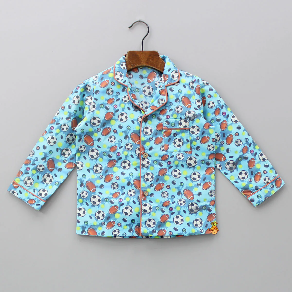 Multicoloured Balls Printed Notch Collar Sleepwear - Image 3