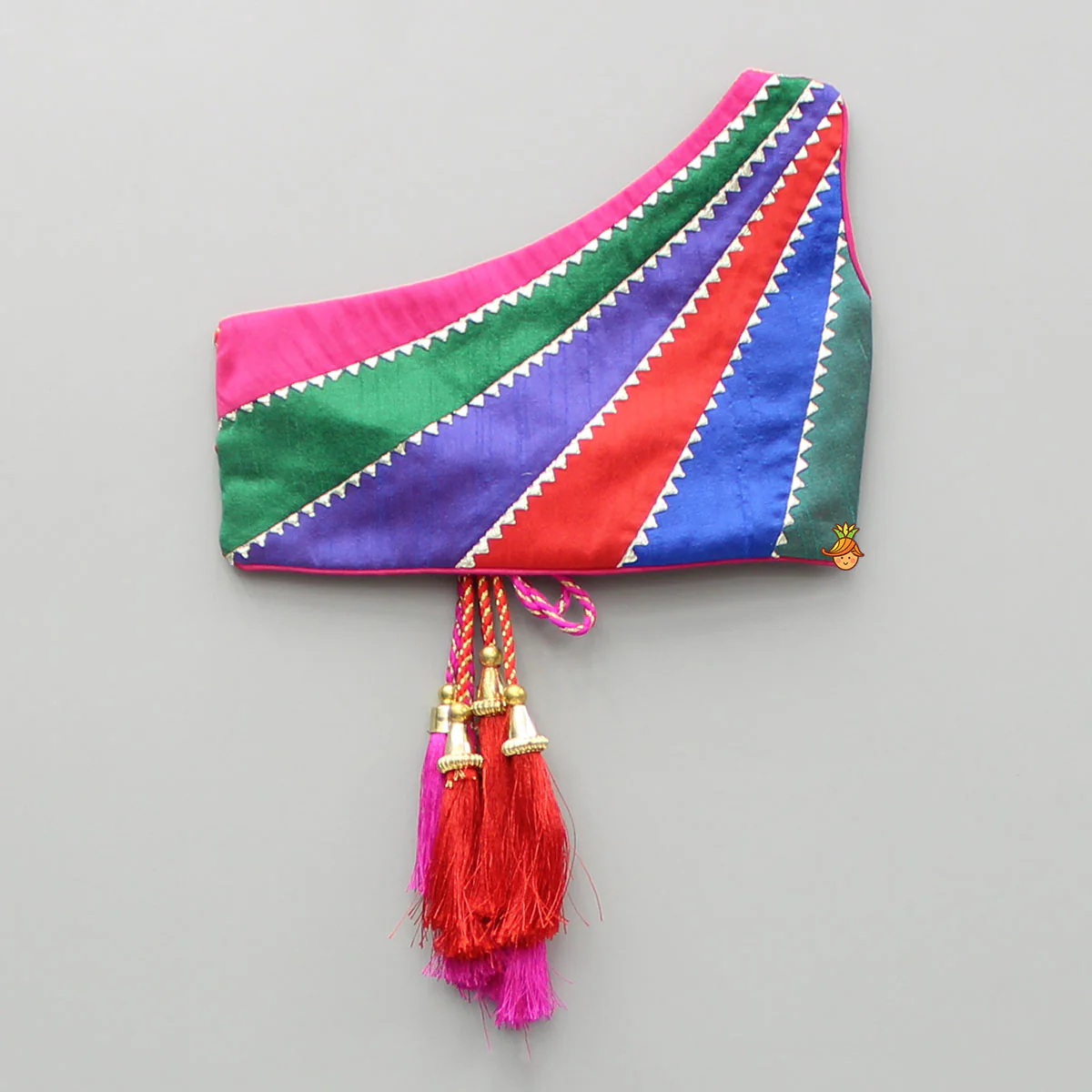 Multicoloured Colour Blocked Top With Lehenga And Dupatta - Image 4