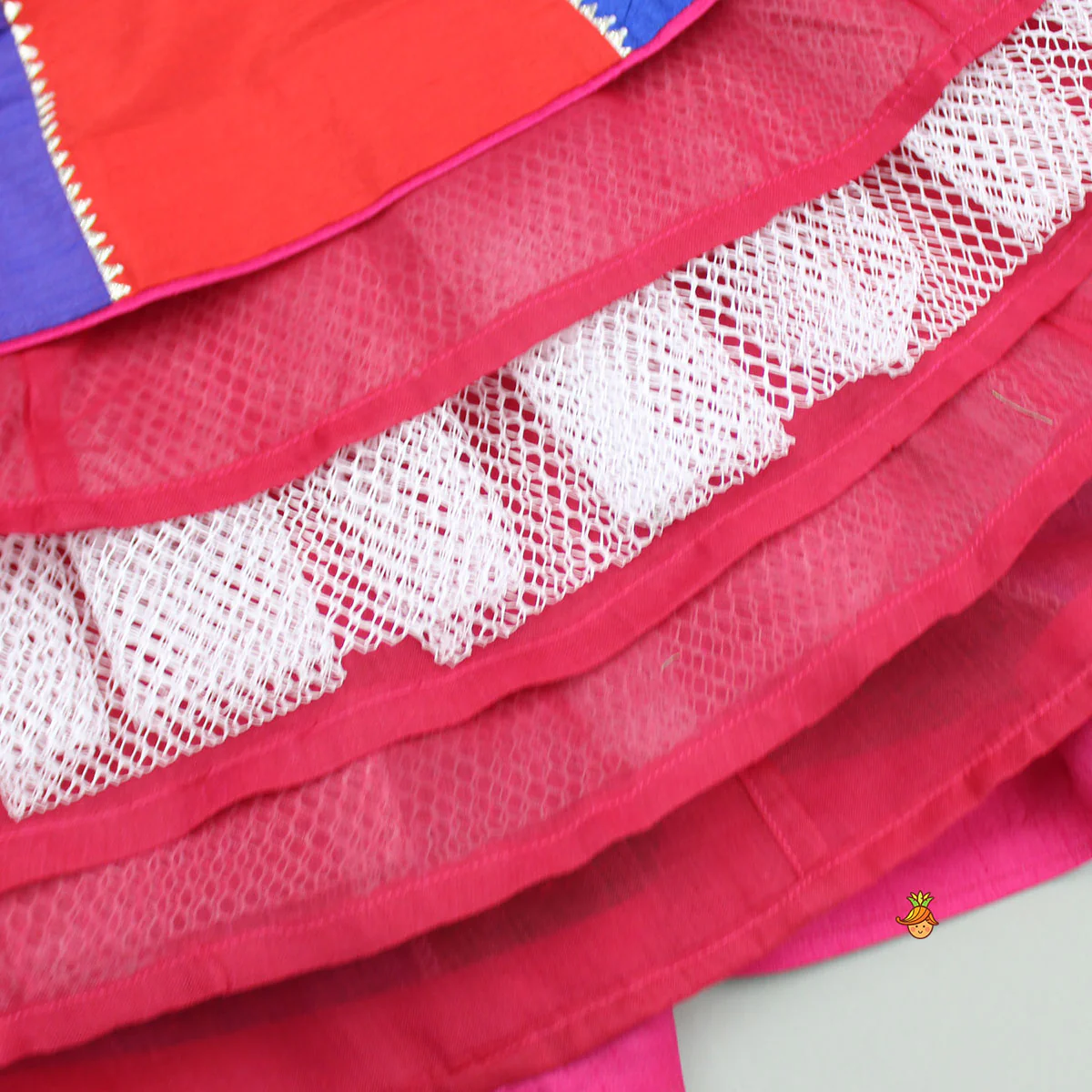 Multicoloured Colour Blocked Top With Lehenga And Dupatta - Image 7