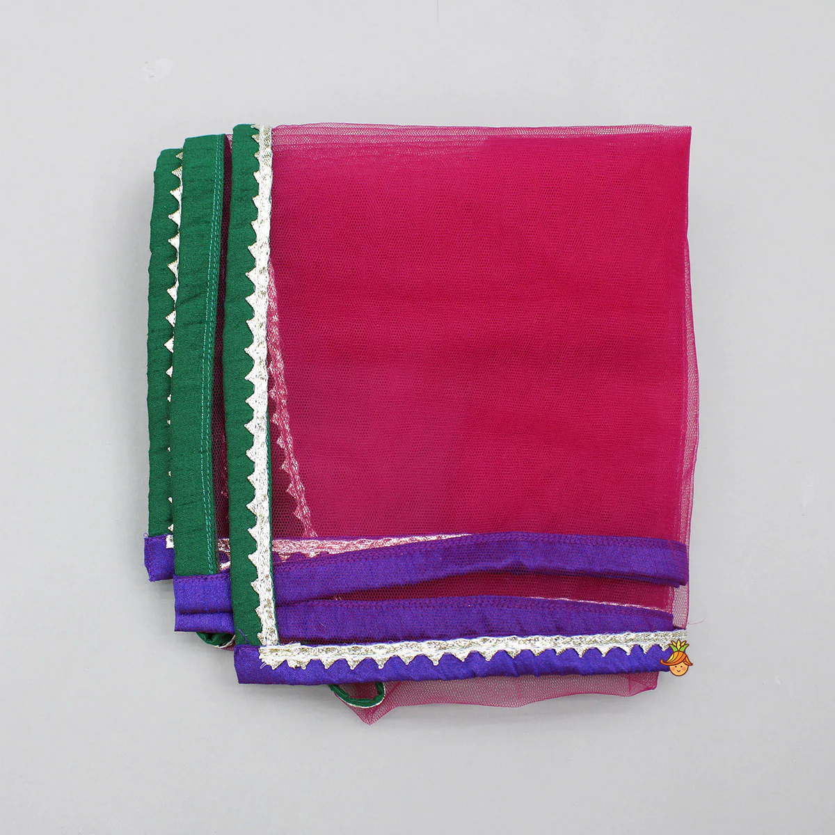 Multicoloured Colour Blocked Top With Lehenga And Dupatta - Image 8