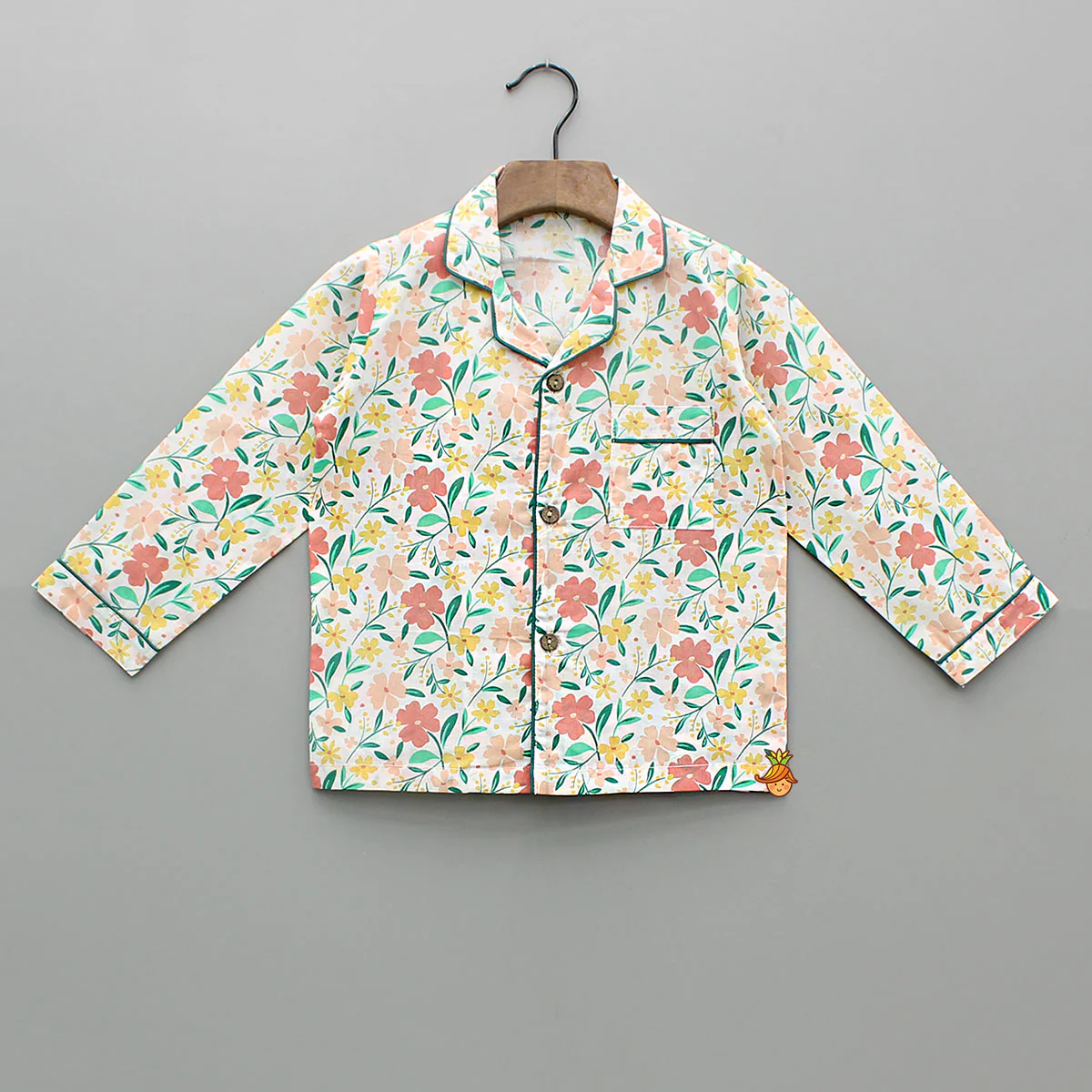 Multicoloured Floral Printed Notch Collar Sleepwear - Image 3
