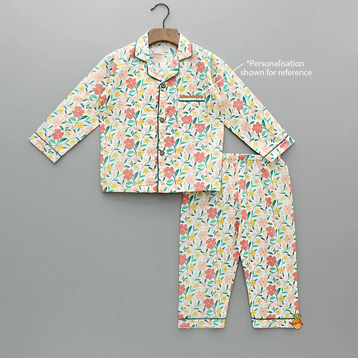 Multicoloured Floral Printed Notch Collar Sleepwear - Image 6