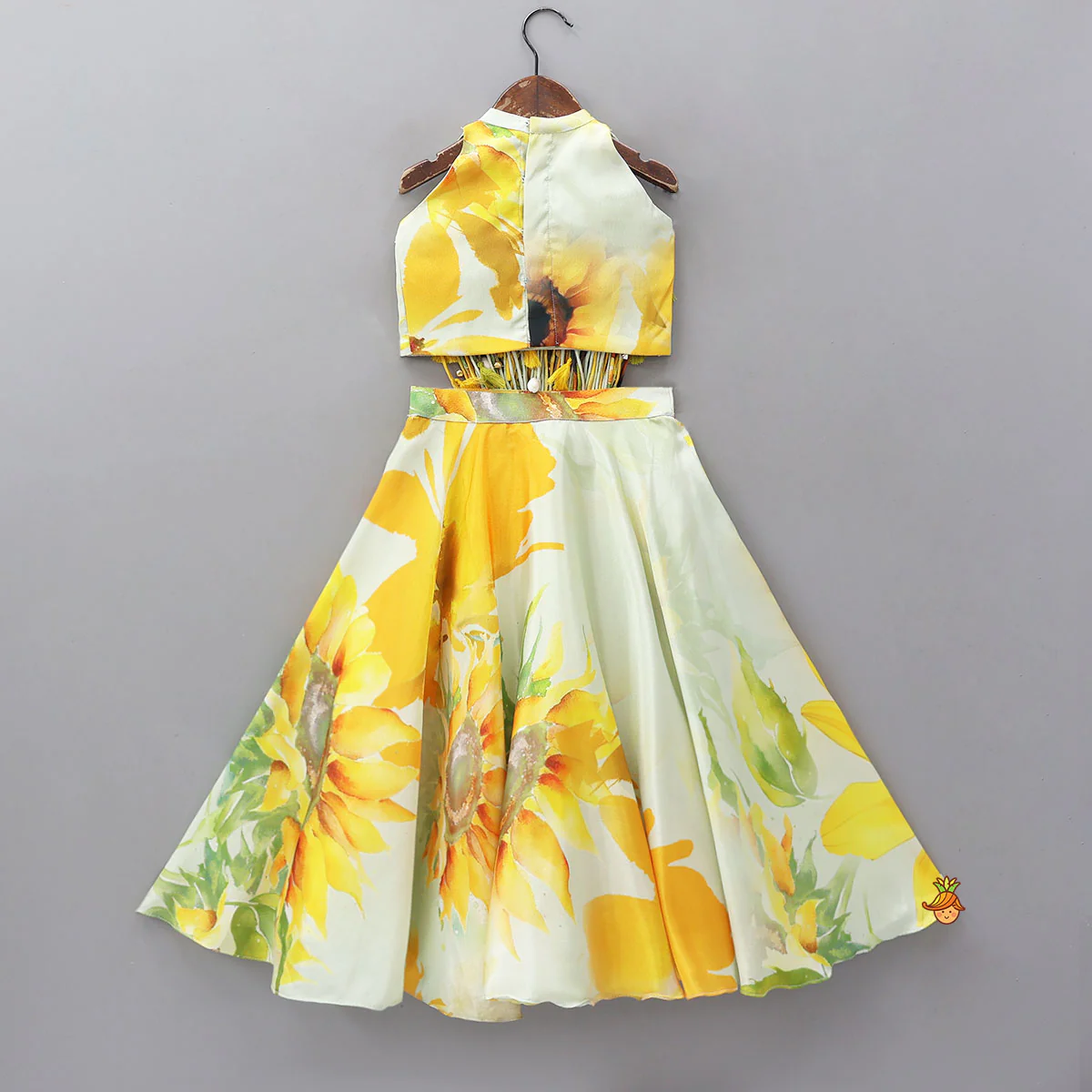 Multiple Hanging Tassel Detail Crop Top And Lehenga - Image 2