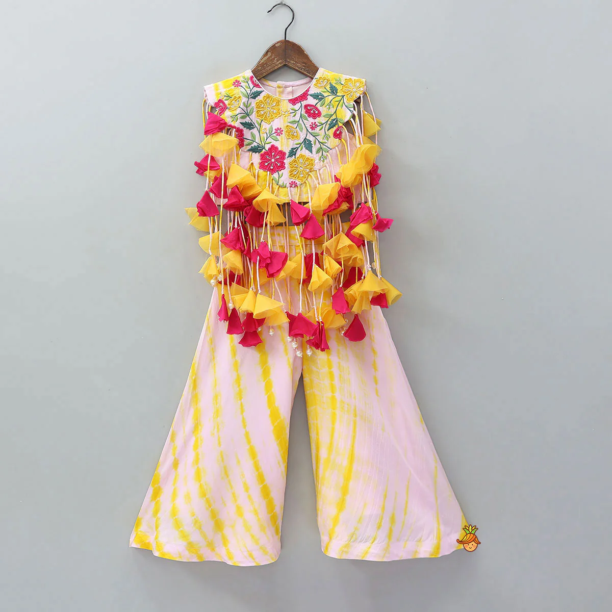 Multiple Hanging Tassel Detail Crop Top And Palazzo