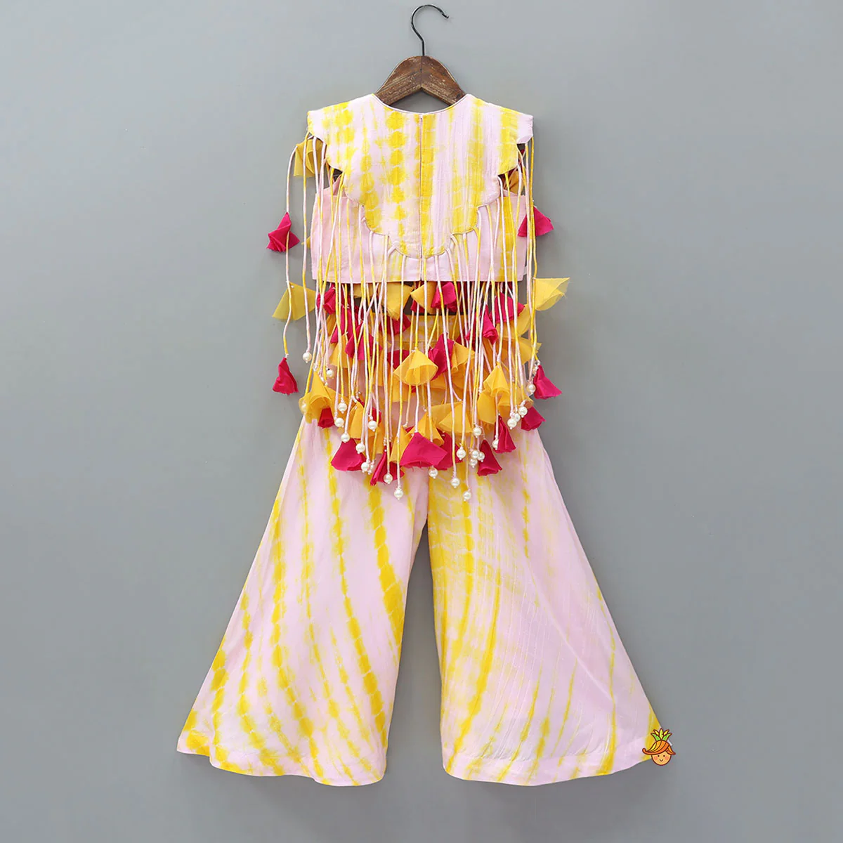 Multiple Hanging Tassel Detail Crop Top And Palazzo - Image 2