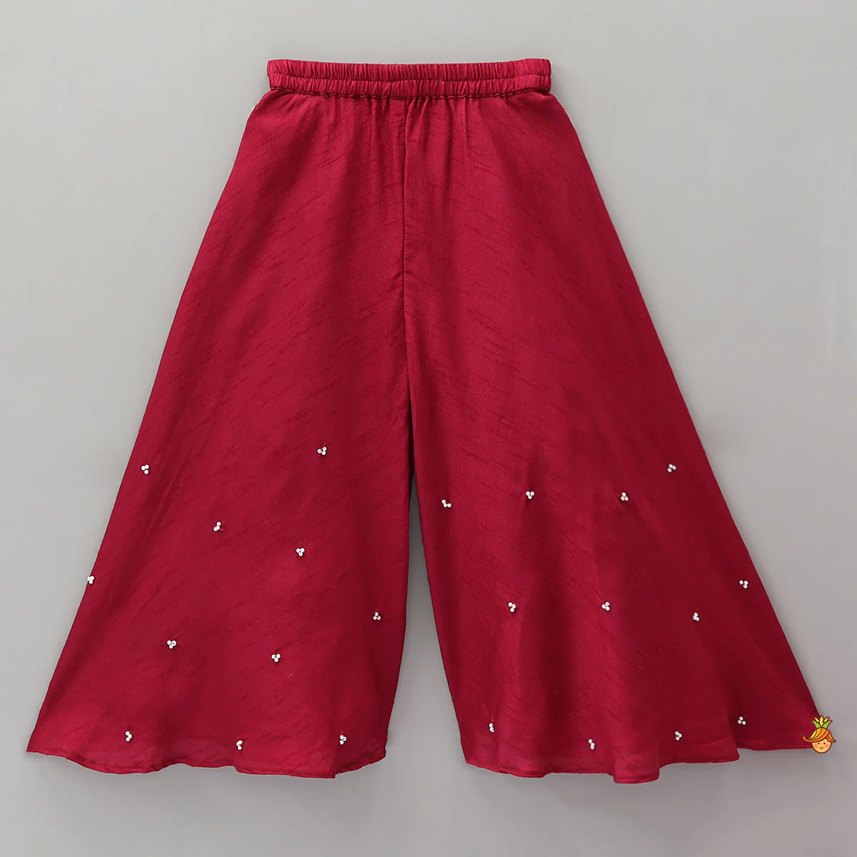 Mysore Silk Beaded Tassel Top And Palazzo Set With Organza Dupatta - Image 6