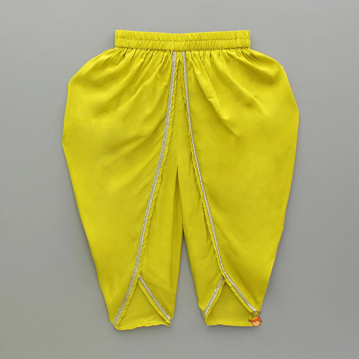Notched Collar Green Top And Dhoti - Image 4