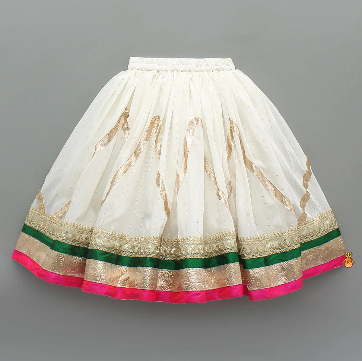 Off White Brocade Top With Lehenga And Dupatta - Image 5