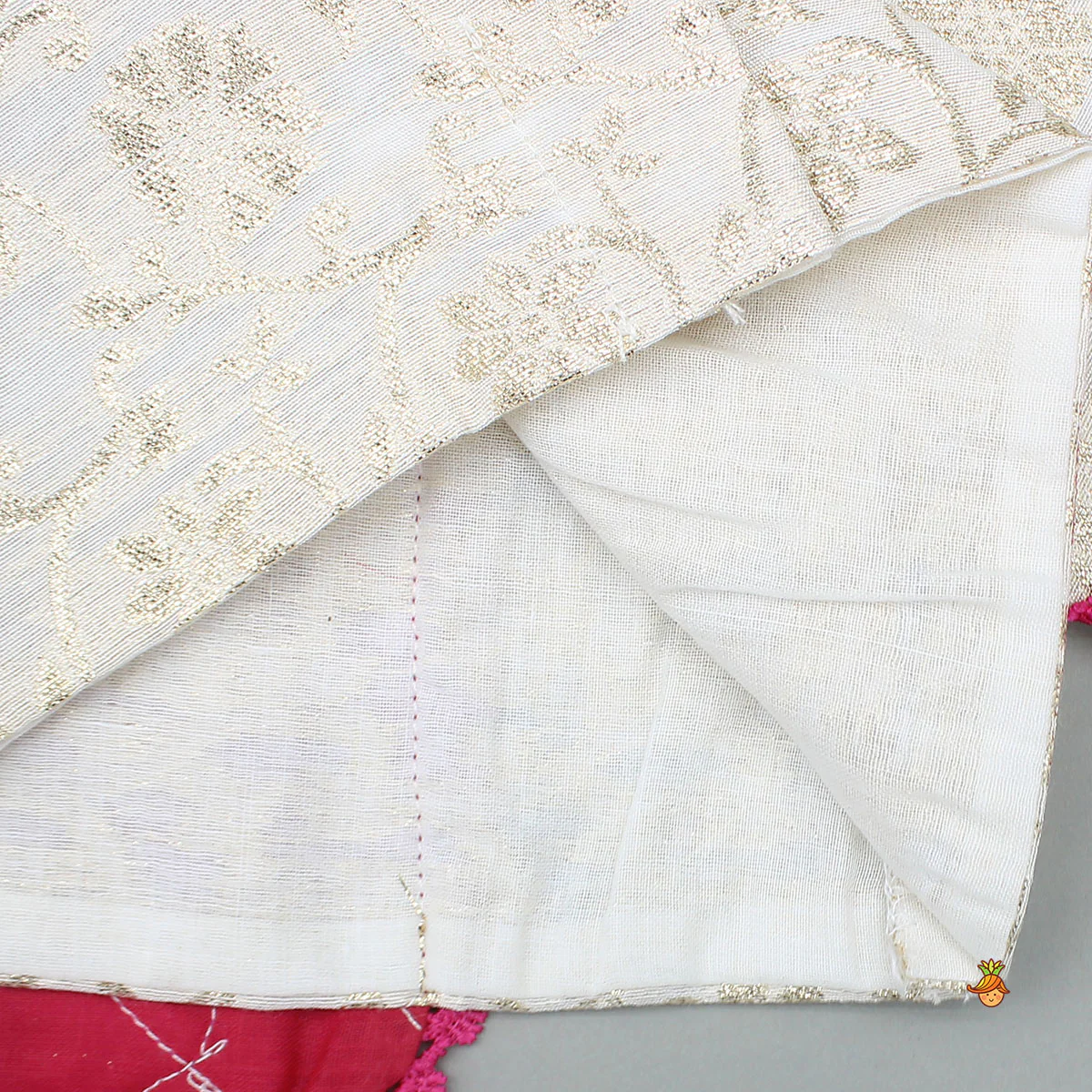 Off White Brocade Top With Lehenga And Dupatta - Image 6