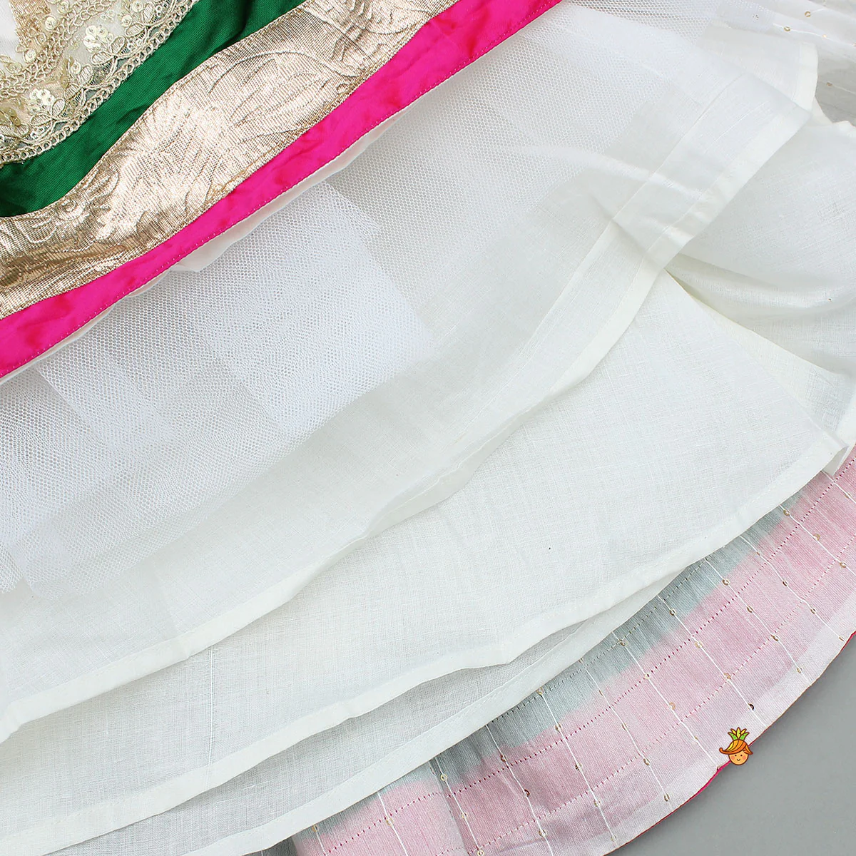 Off White Brocade Top With Lehenga And Dupatta - Image 7