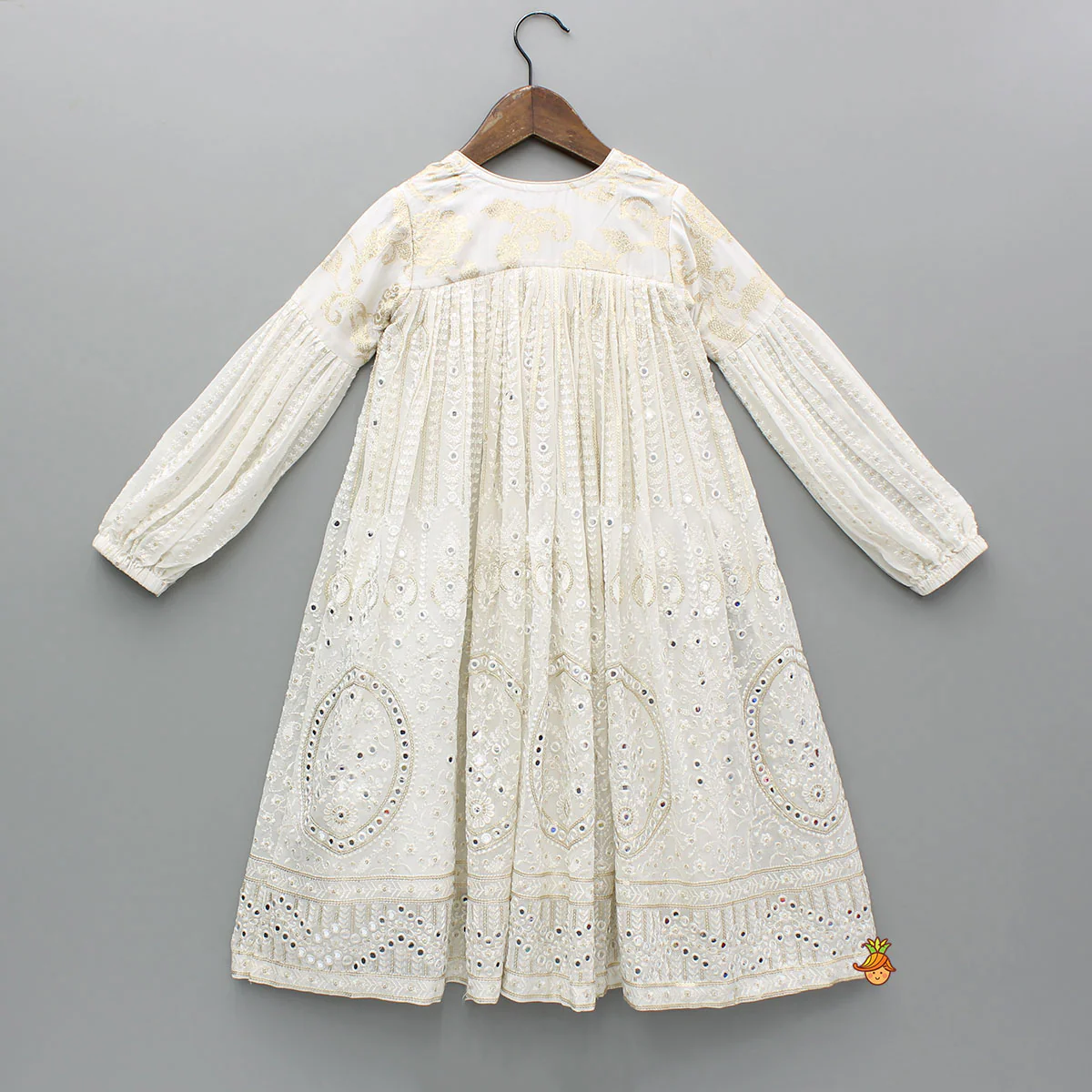 Off White Embroidered And Embellished Kurti - Image 2