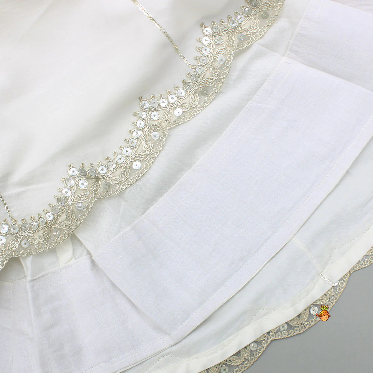 Off White Halter Neck Embellished Top And Lehenga With Dupatta - Image 9