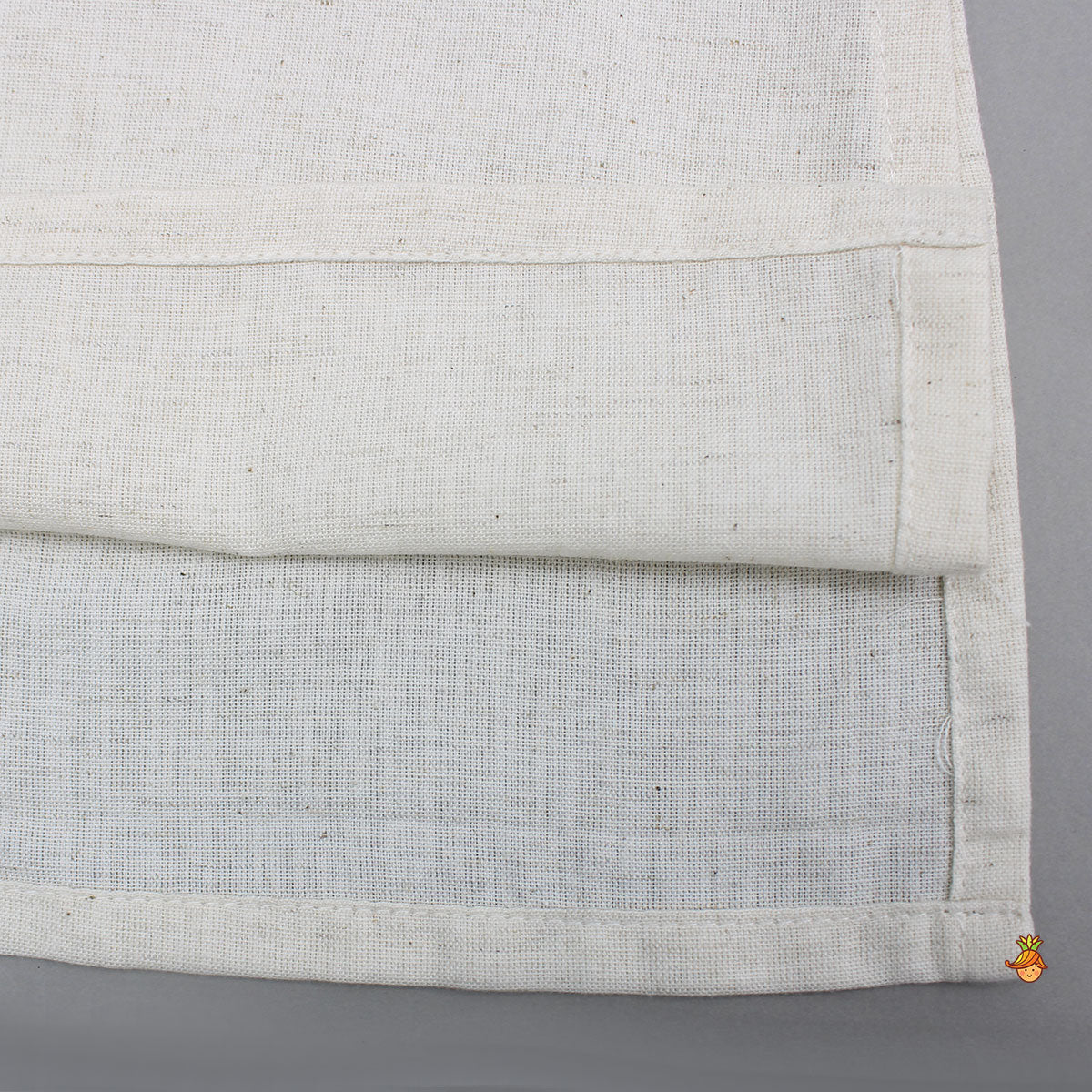 Off White Khadi Cotton Kurta With Blue Tulip Printed Jacket And Pyjama - Image 7