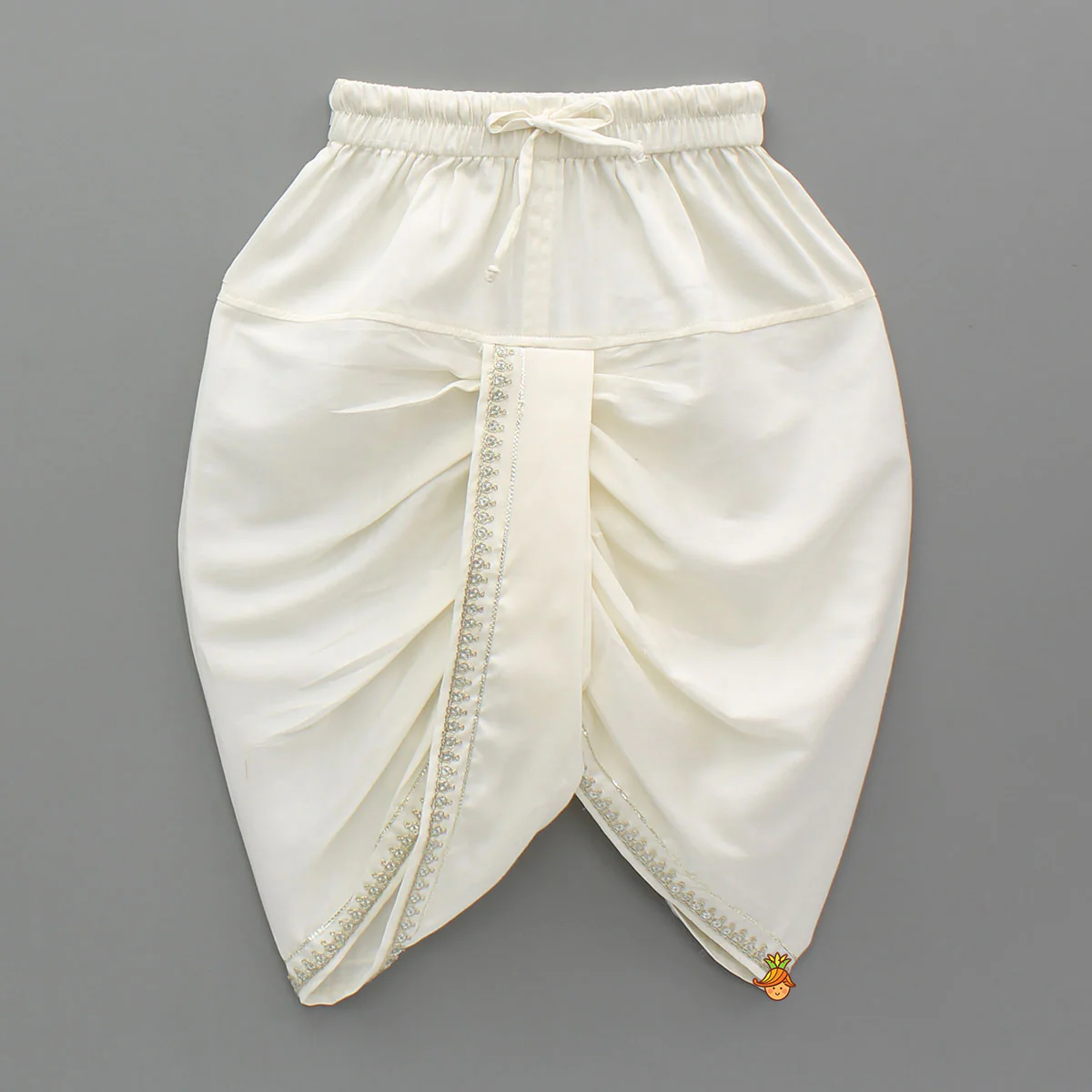Off White Kurta With Front Open Sequin Laced Jacket And Dhoti - Image 5