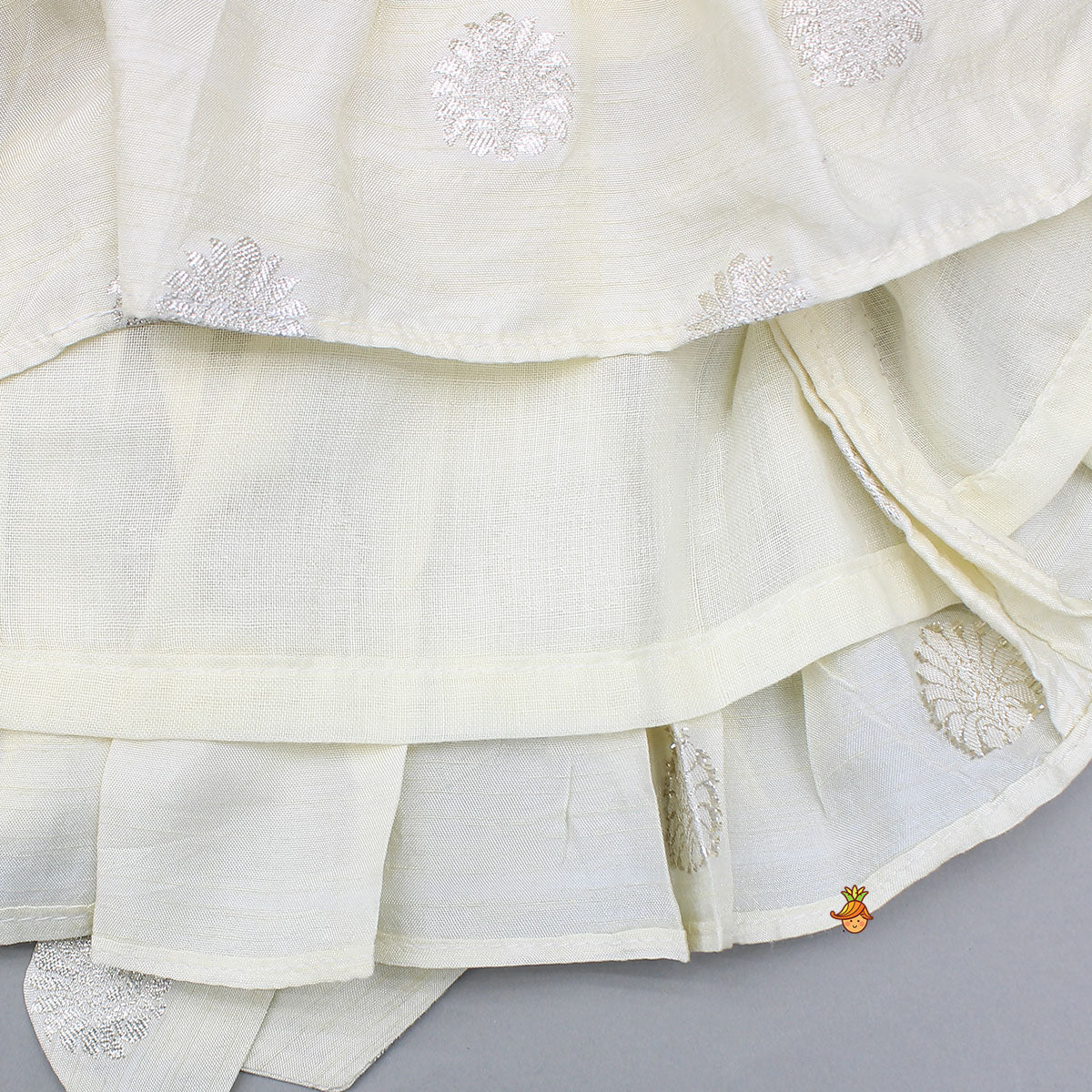 Off White Tie Up Strap Top And Faux Mirror Work Lehenga - Image 5