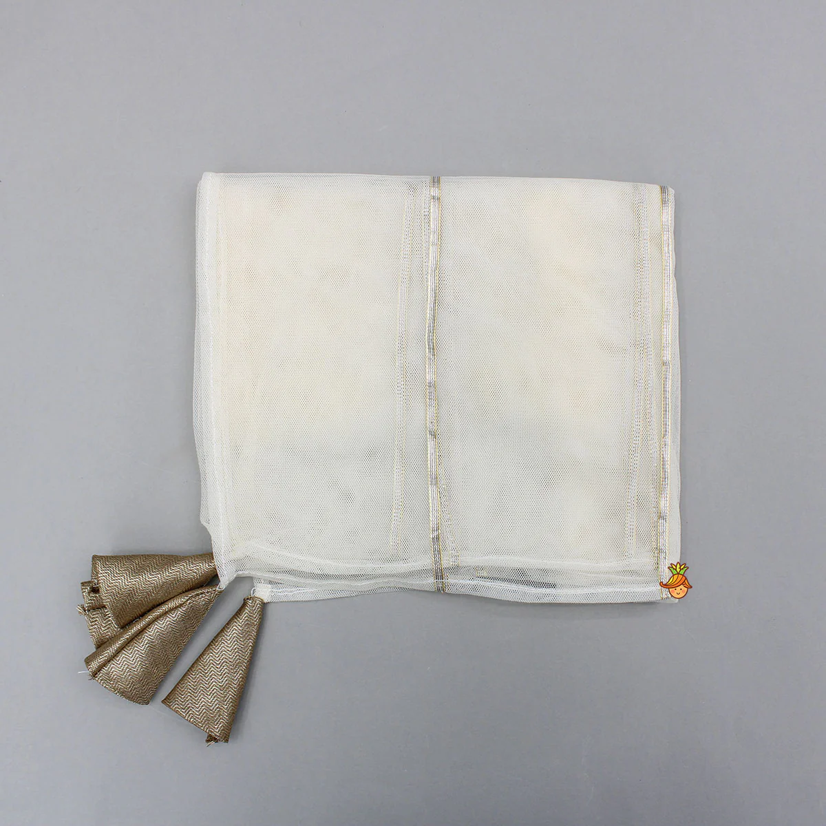 Off White Velvet Lace Detailed Kurti And Tulip Dhoti With Net Dupatta - Image 7