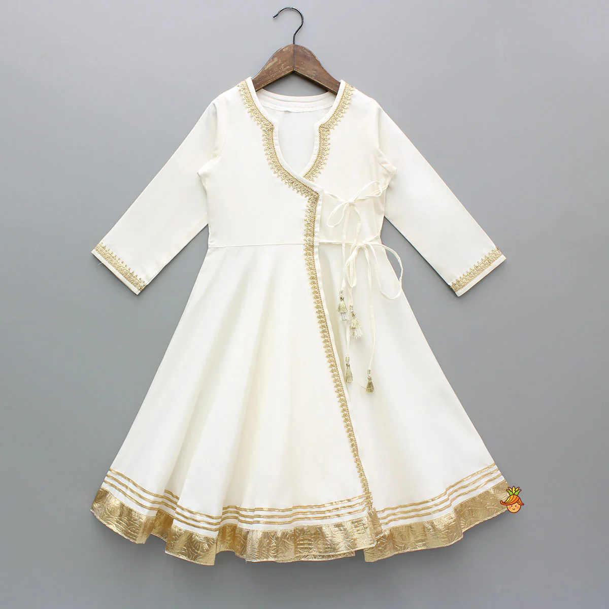 Wrap Style Lace Detailed Anarkali With Dupatta - Image 3