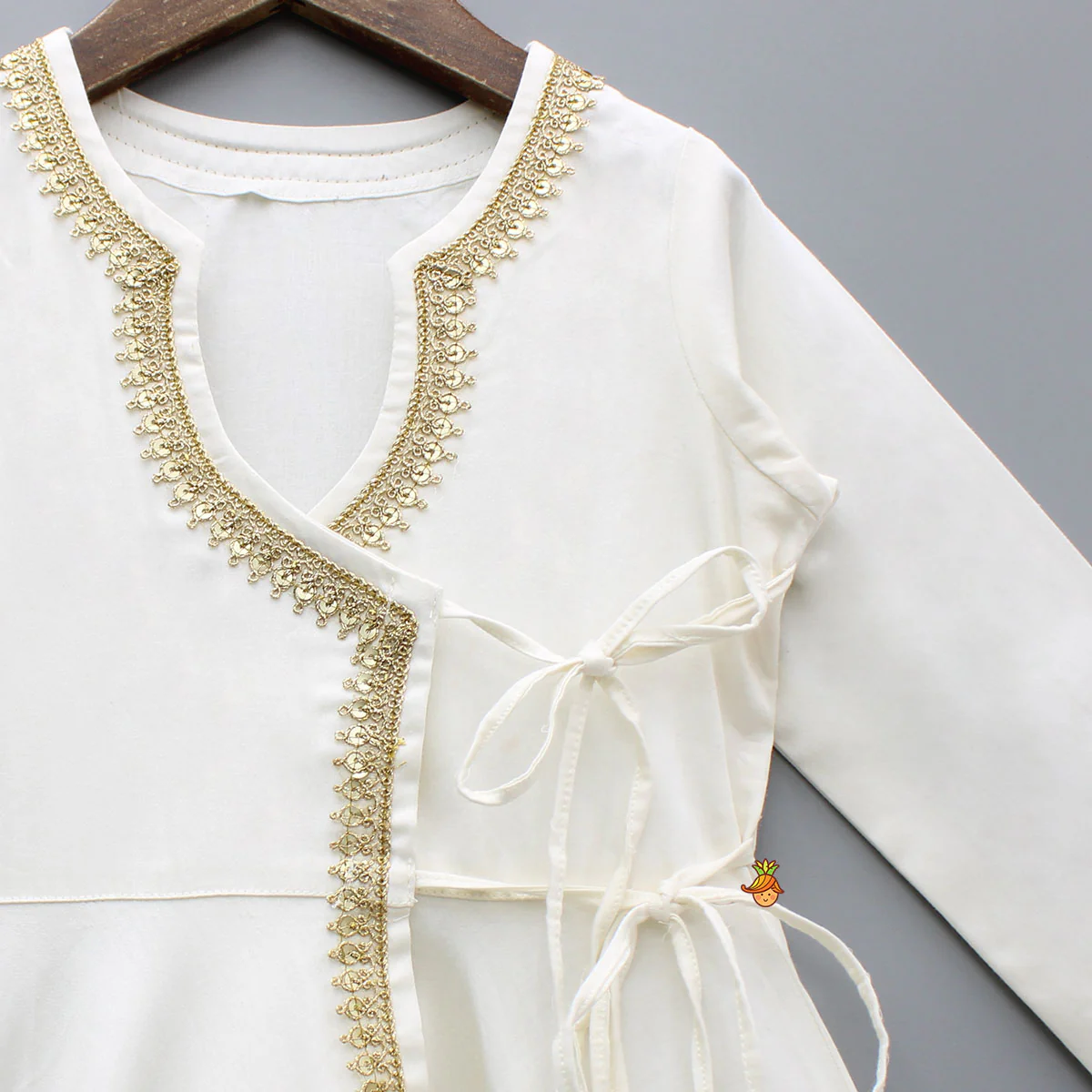 Wrap Style Lace Detailed Anarkali With Dupatta - Image 4