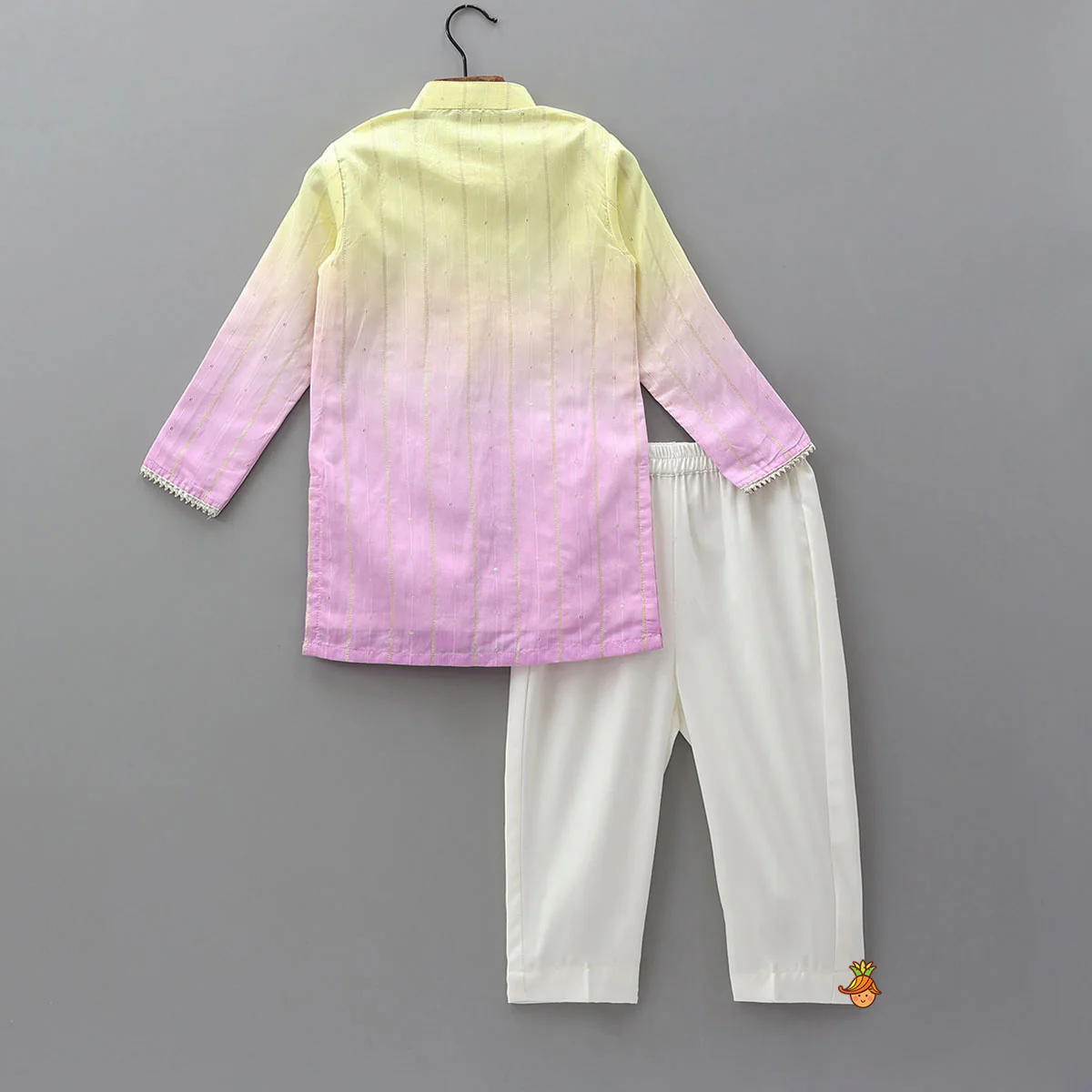 Ombre Lace Work Decorative Kurta With Pyjama - Image 2