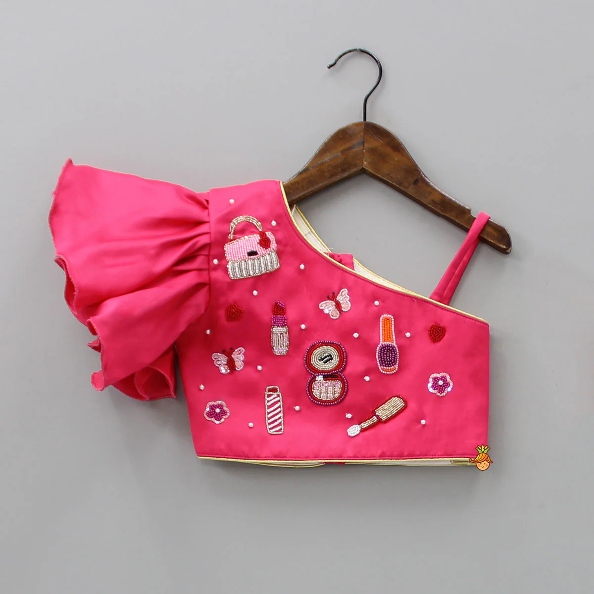 One Shoulder Pink Top With Flared Skirt - Image 3