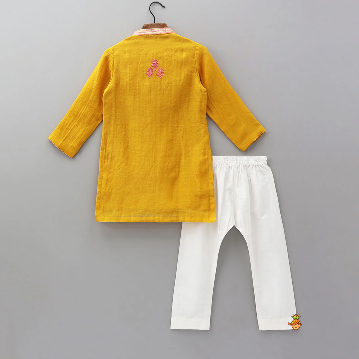One Sided Floral Thread Embroidered Kurta And Pyjama - Image 2