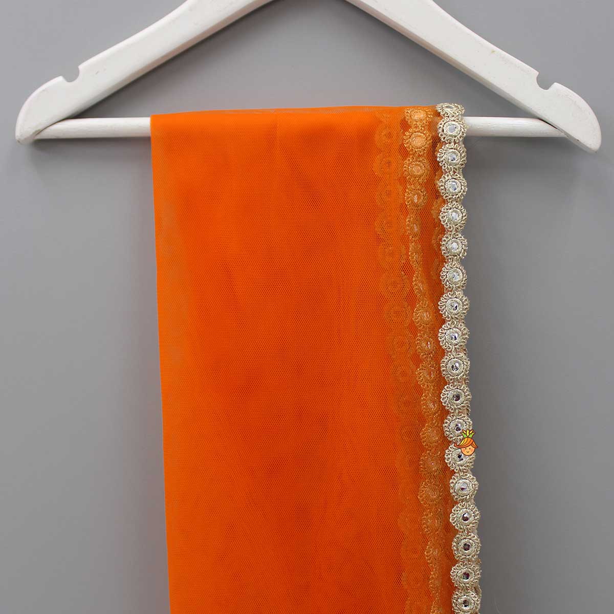 Orange Net Lace Work Dupatta - Image 2