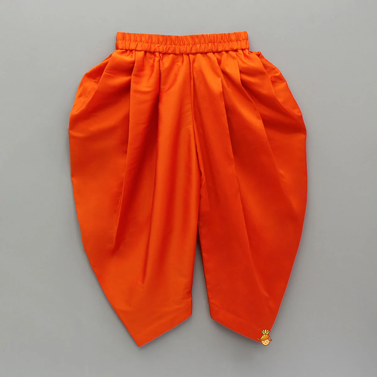 Orange Stylish Scalloped Kurti With Matching Dhoti And Choker Dupatta - Image 5