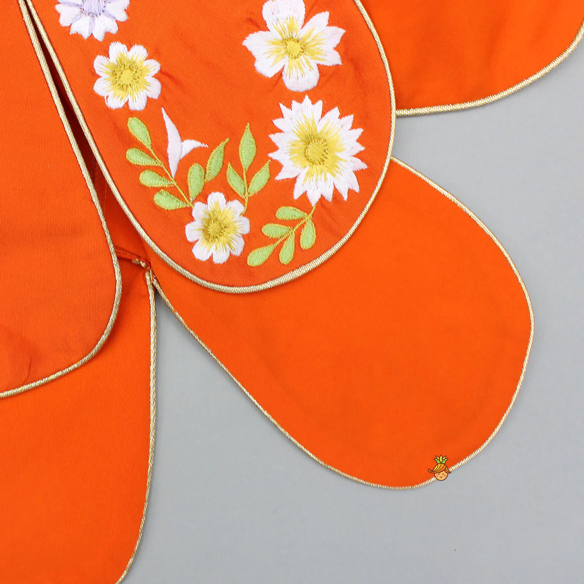 Orange Stylish Scalloped Kurti With Matching Dhoti And Choker Dupatta - Image 6
