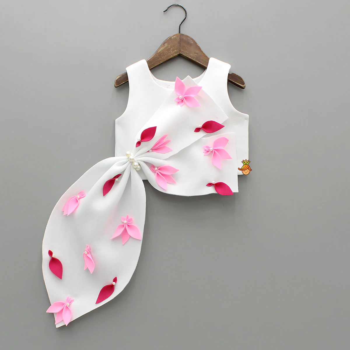 Over Sized Bowie White Scuba Stylish Top And Fuchsia Pink Pant - Image 3
