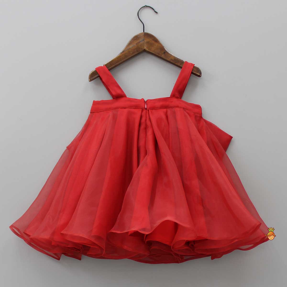 Oversized Bow Organza Red Strappy Dress - Image 2