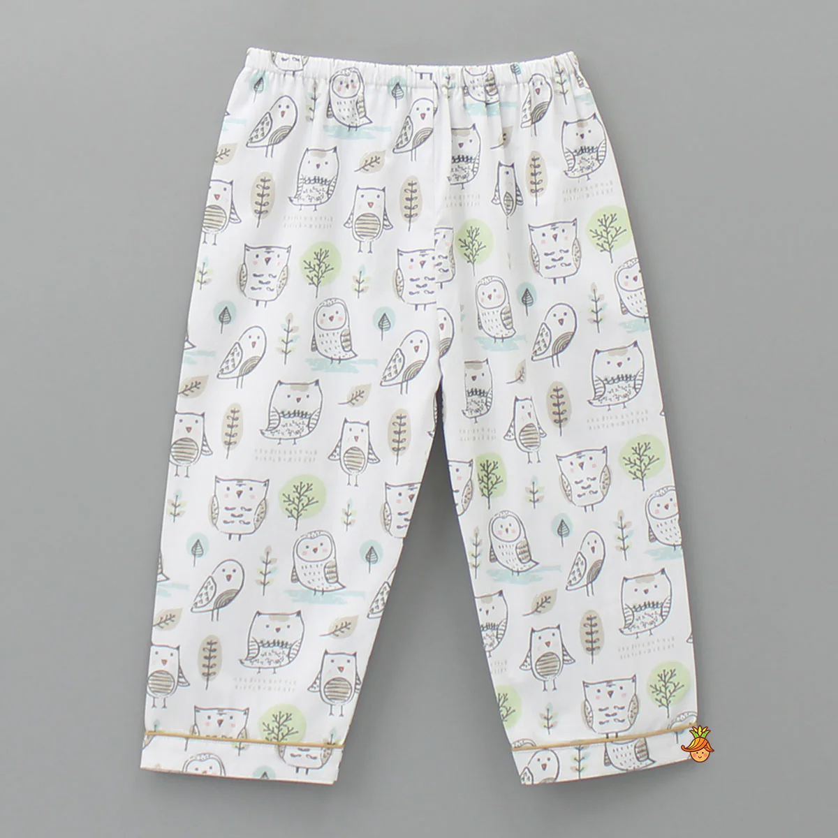 Owl Printed Off White Sleepwear - Image 4