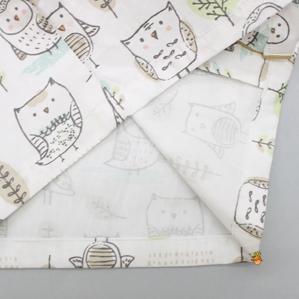 Owl Printed Off White Sleepwear - Image 5