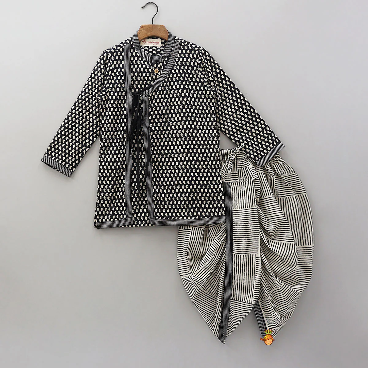 Paisley Printed Angrakha Style Kurta With Dhoti
