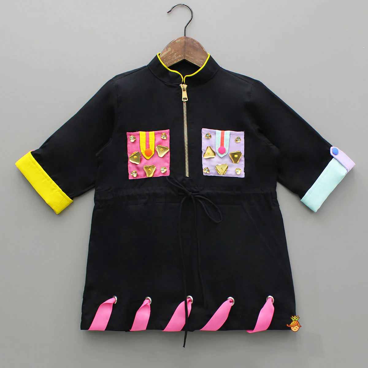 Patch Pocket Detailed Black Dress