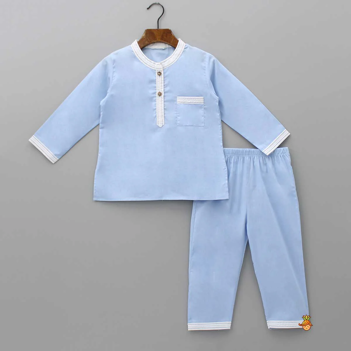 Patch Pocket Detailed Blue Sleepwear