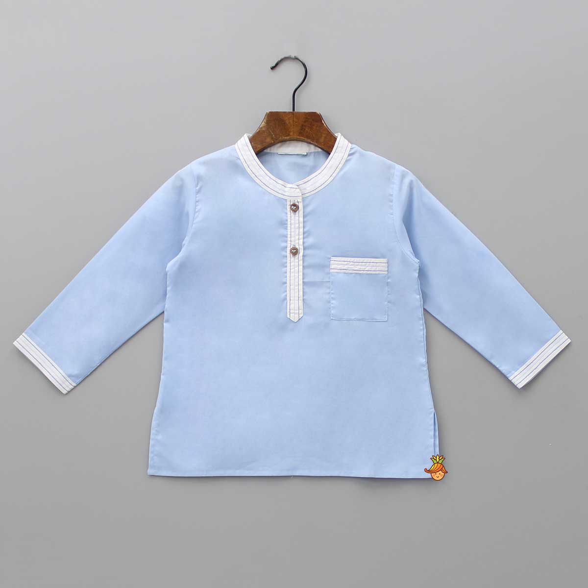Patch Pocket Detailed Blue Sleepwear - Image 3