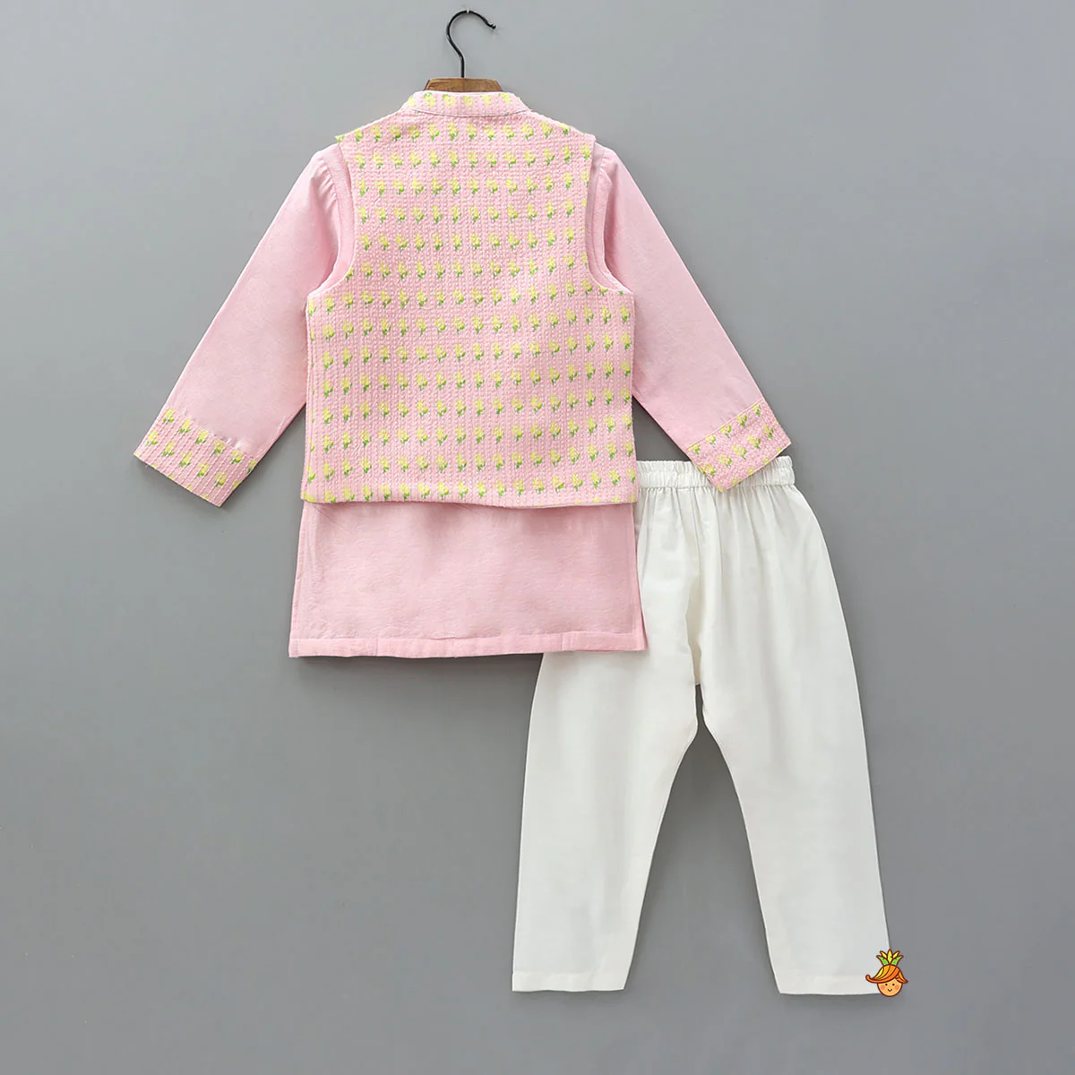 Patch Pocket Kurta With Open Jacket And Pyjama - Image 2