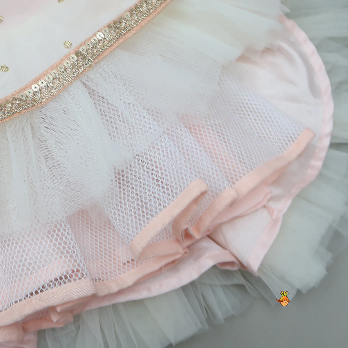 Peach Embroidered Gown With Draped Dupatta - Image 4