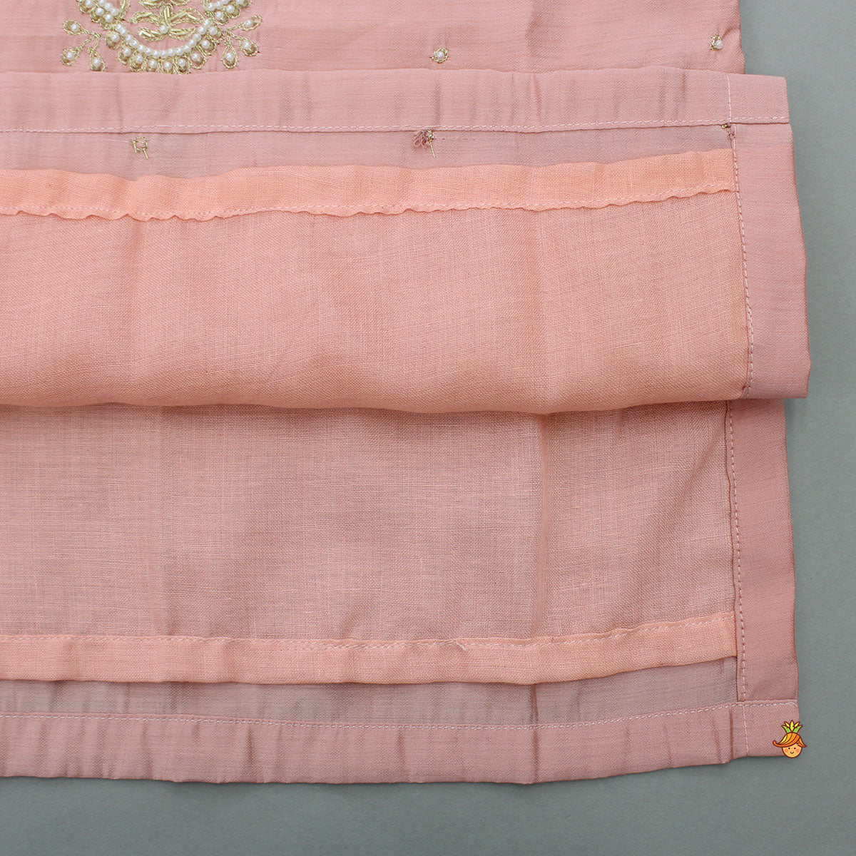 Peach Embroidered Kurta And Pyjama - Image 5