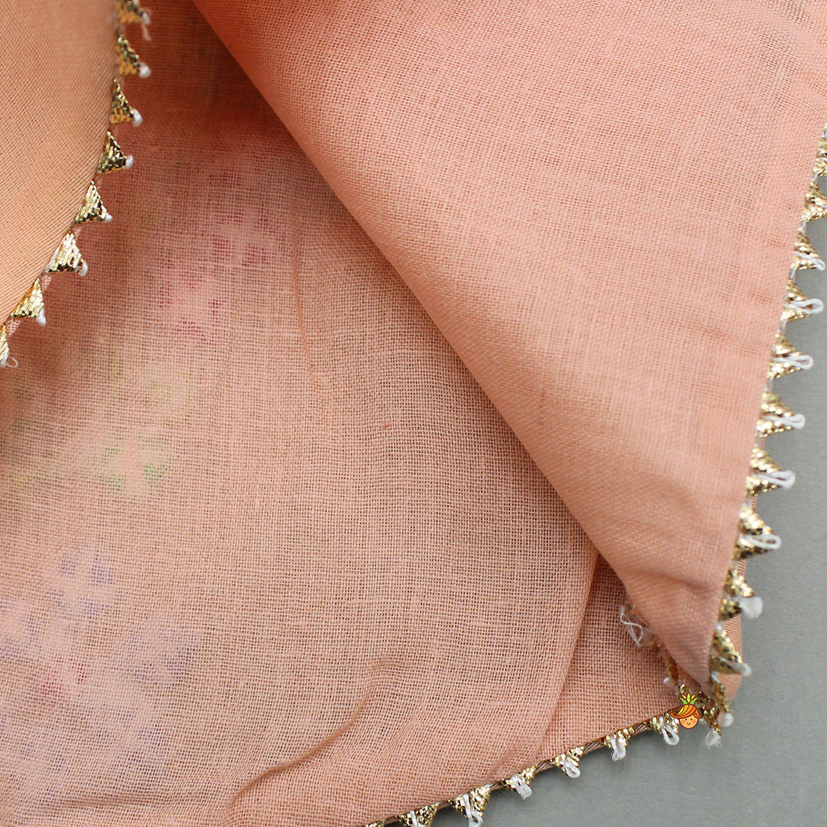 Peach Faux Mirror Embroidered Top With Matching Embroidered Lehenga And Dupatta - Image 6