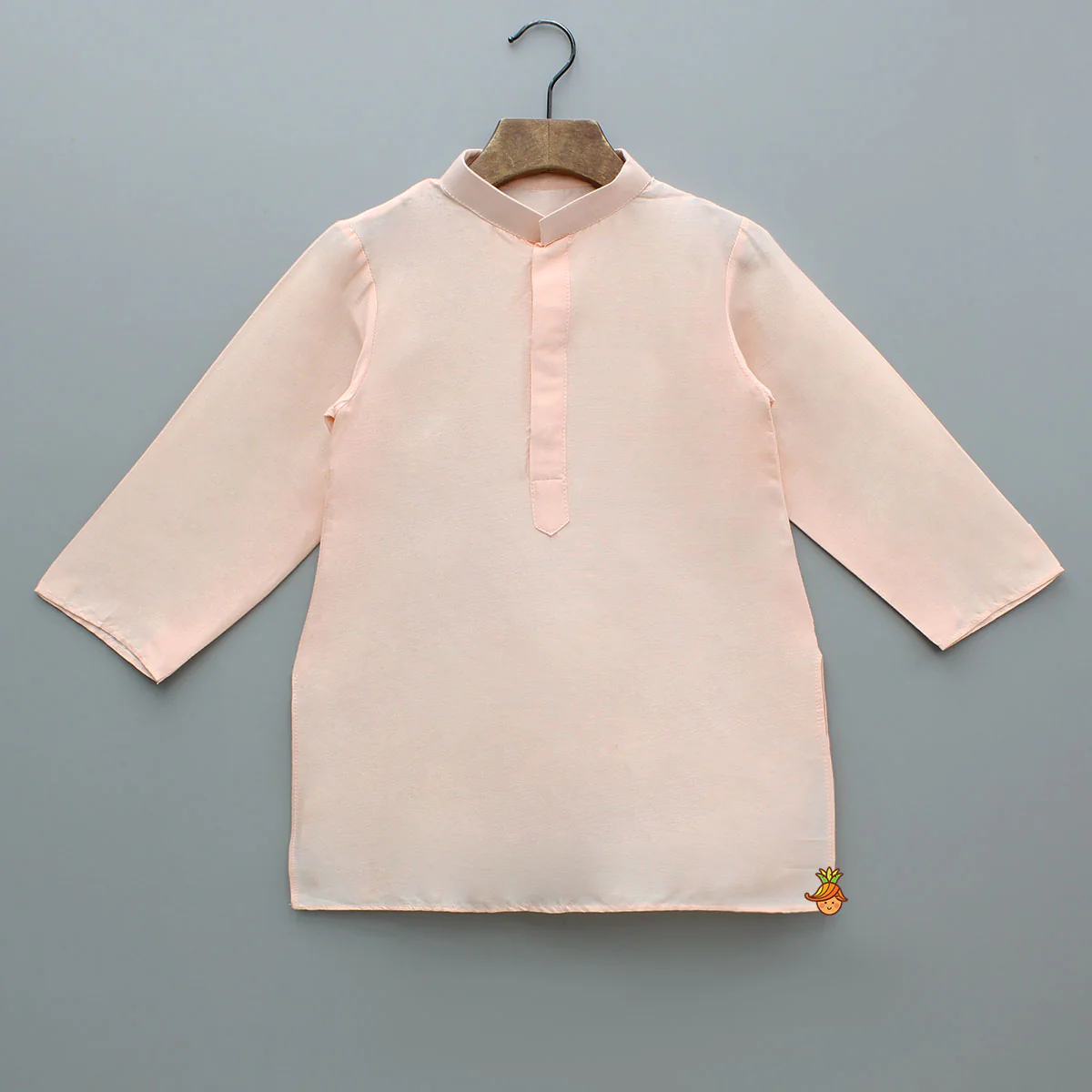 Peach Kurta With Front Printed Jacket And Pyjama - Image 4
