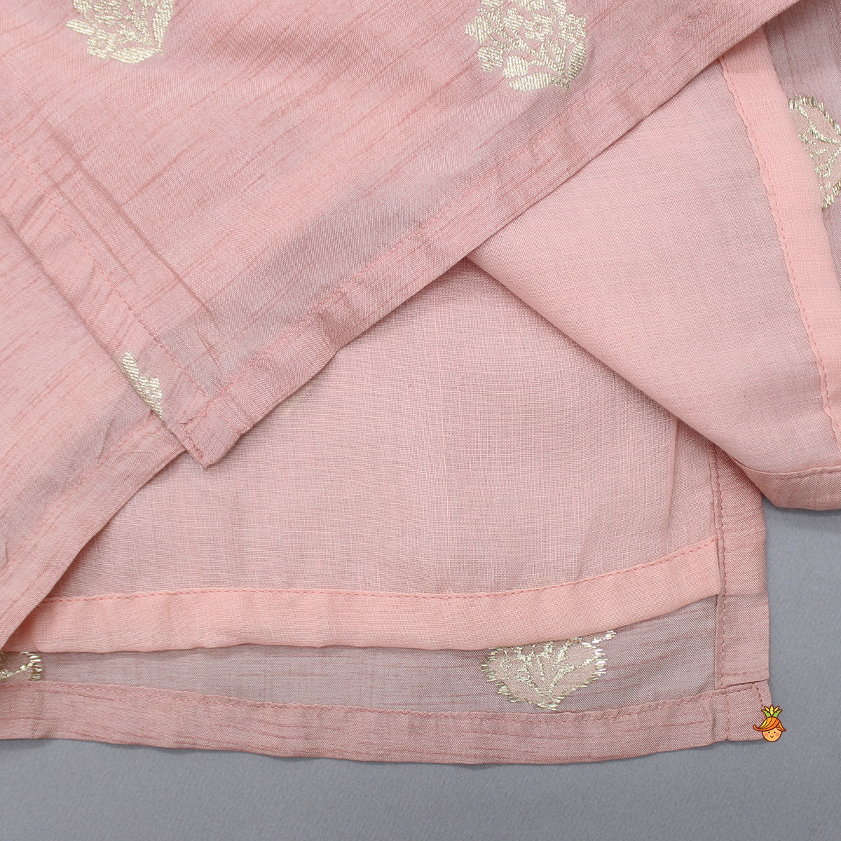 Peach Loop Buttons Detailed Kurta With Pyjama - Image 5